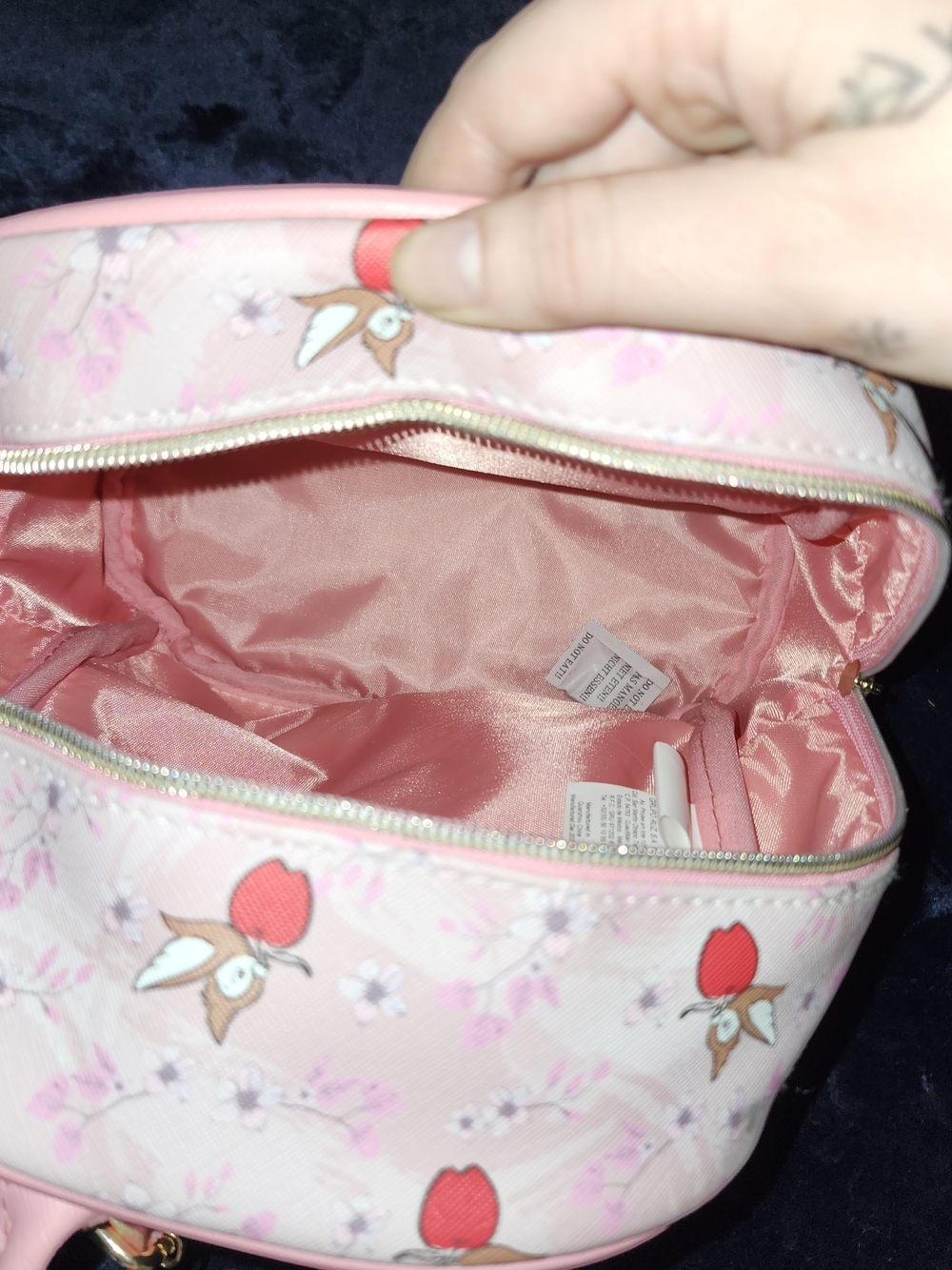 Pink Floral Fox Print Women's Cosmetic Bag